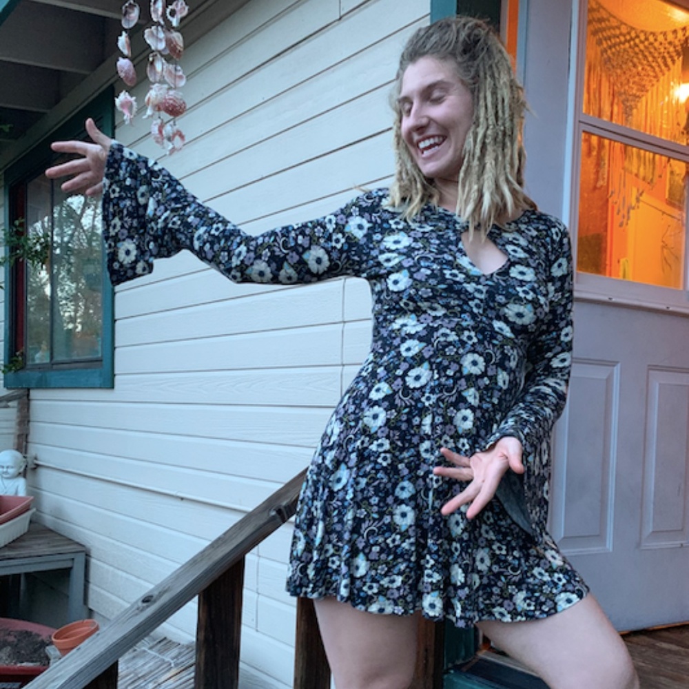 Floral Cutout Babydoll Dress, small - medium